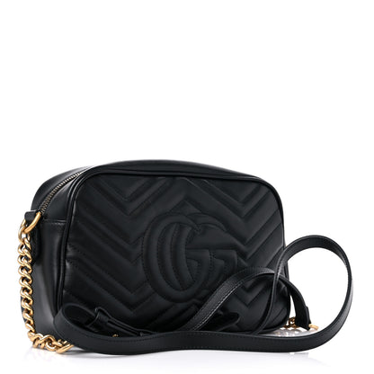Gucci Calfskin Matelasse Small GG Marmont Chain Shoulder Bag Black 3 of 9