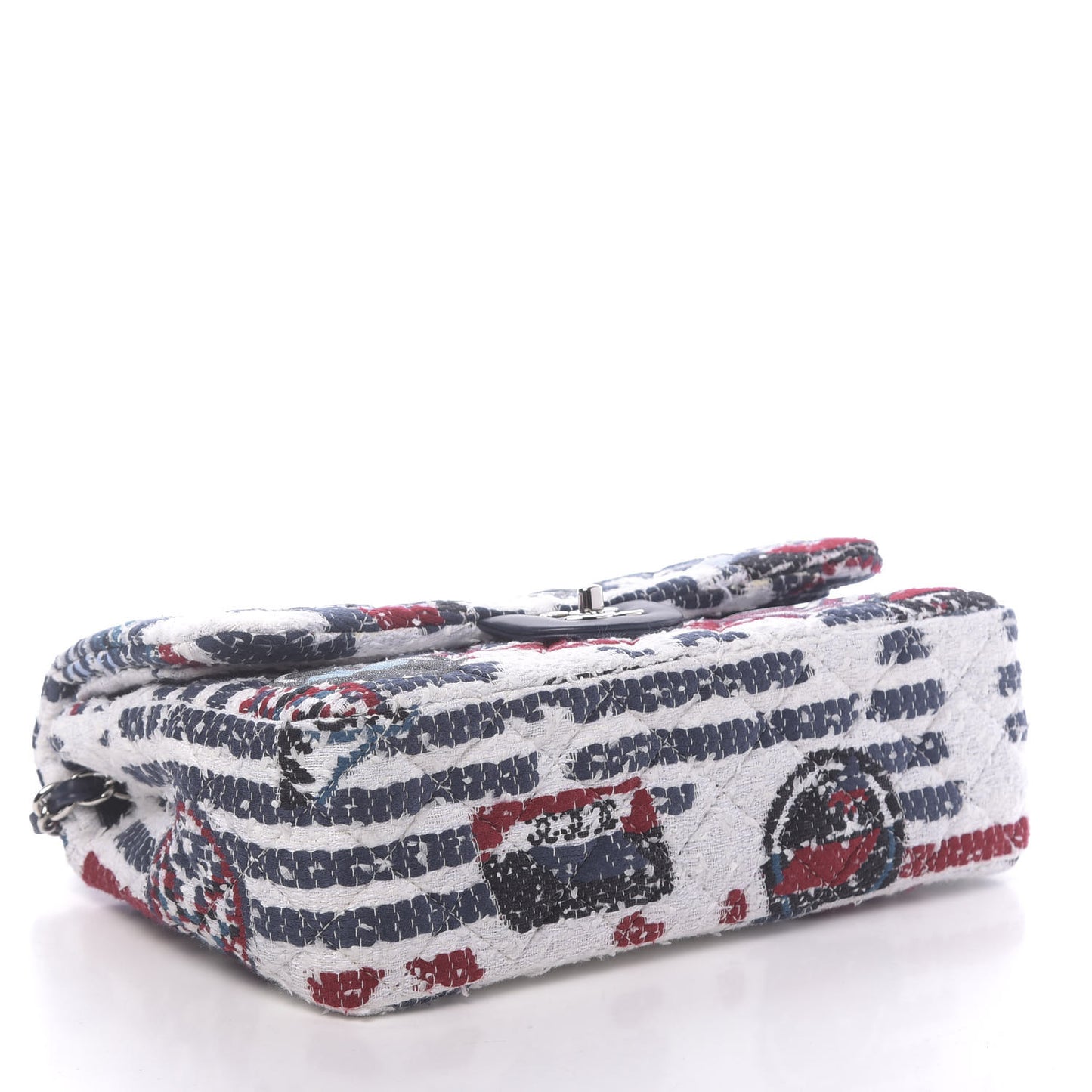 Tweed Airline Printed Jumbo Double Flap White Navy Red Peacock