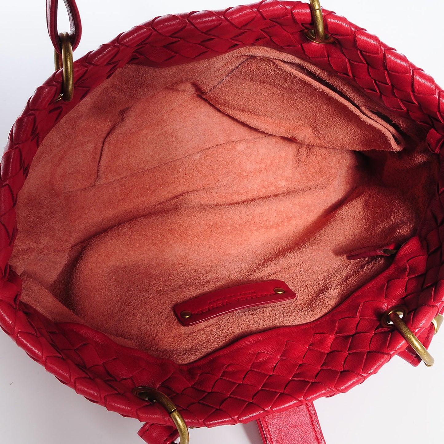 Nappa Intrecciato Small Capri Tote Carmine