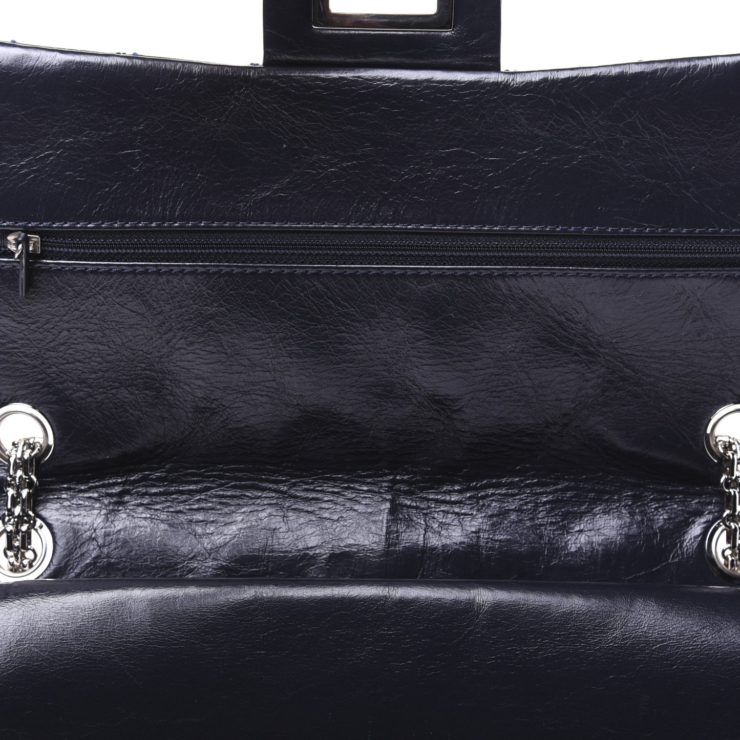 Glazed Calfskin Quilted Surpique 2.55 Reissue Flap Navy