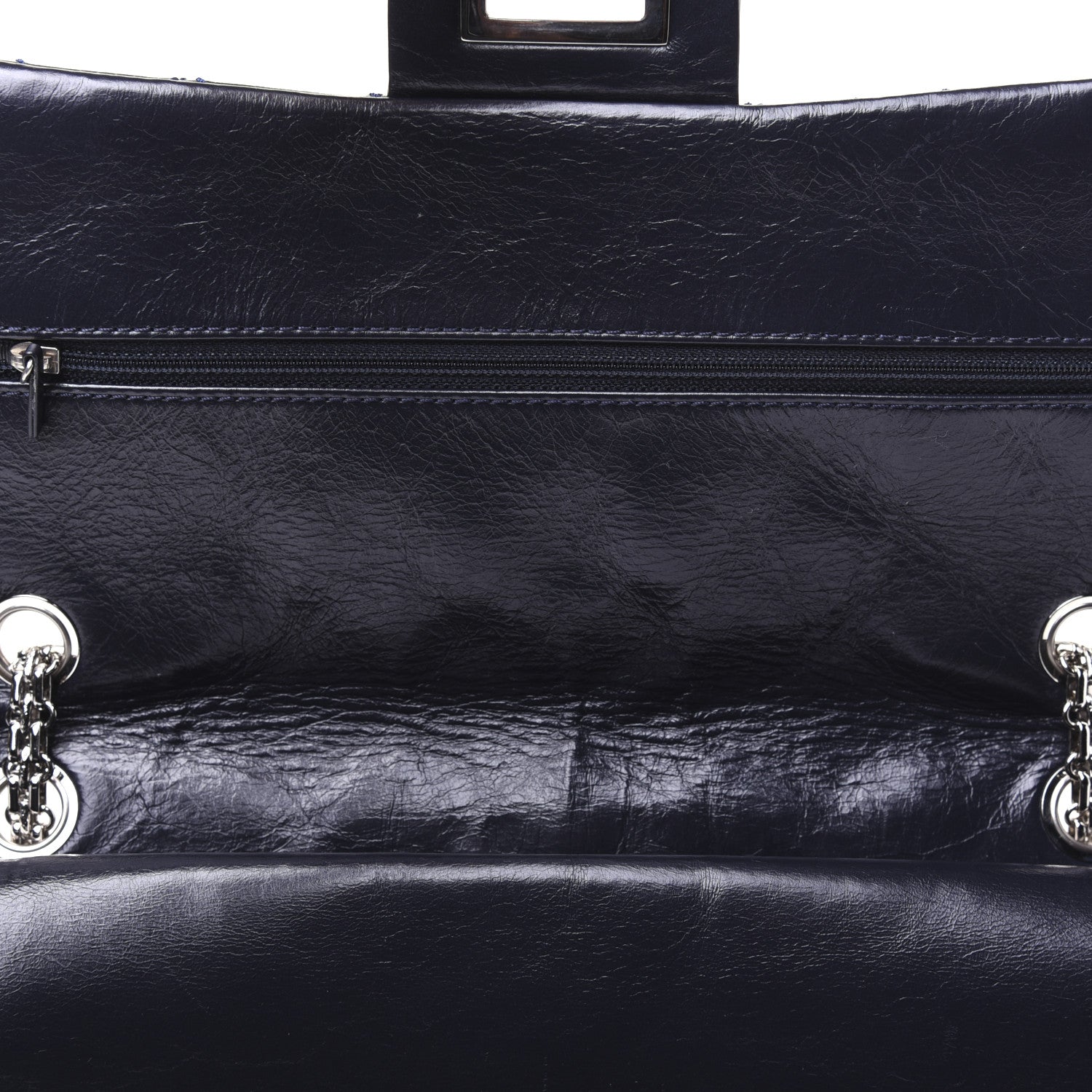 Chanel Glazed Calfskin Quilted Surpique 2.55 Reissue Flap Navy 15 of 18