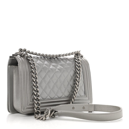 Chanel Metallic Caviar Quilted Medium Boy Flap Silver 3 of 16