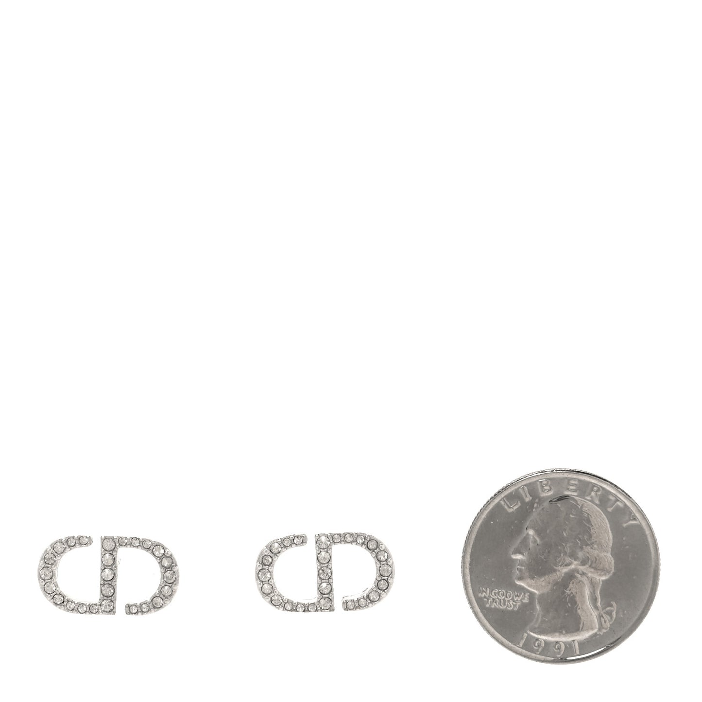 Crystal Petit CD Stud Earrings Silver