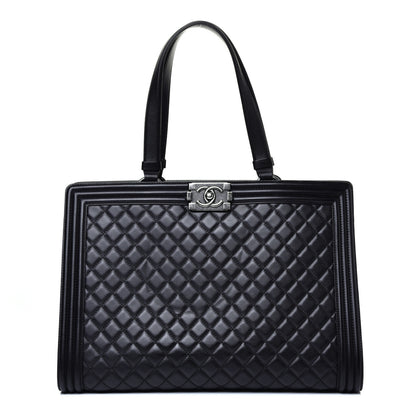Chanel Calfskin Quilted Boy Shopping Tote Black 1 of 10