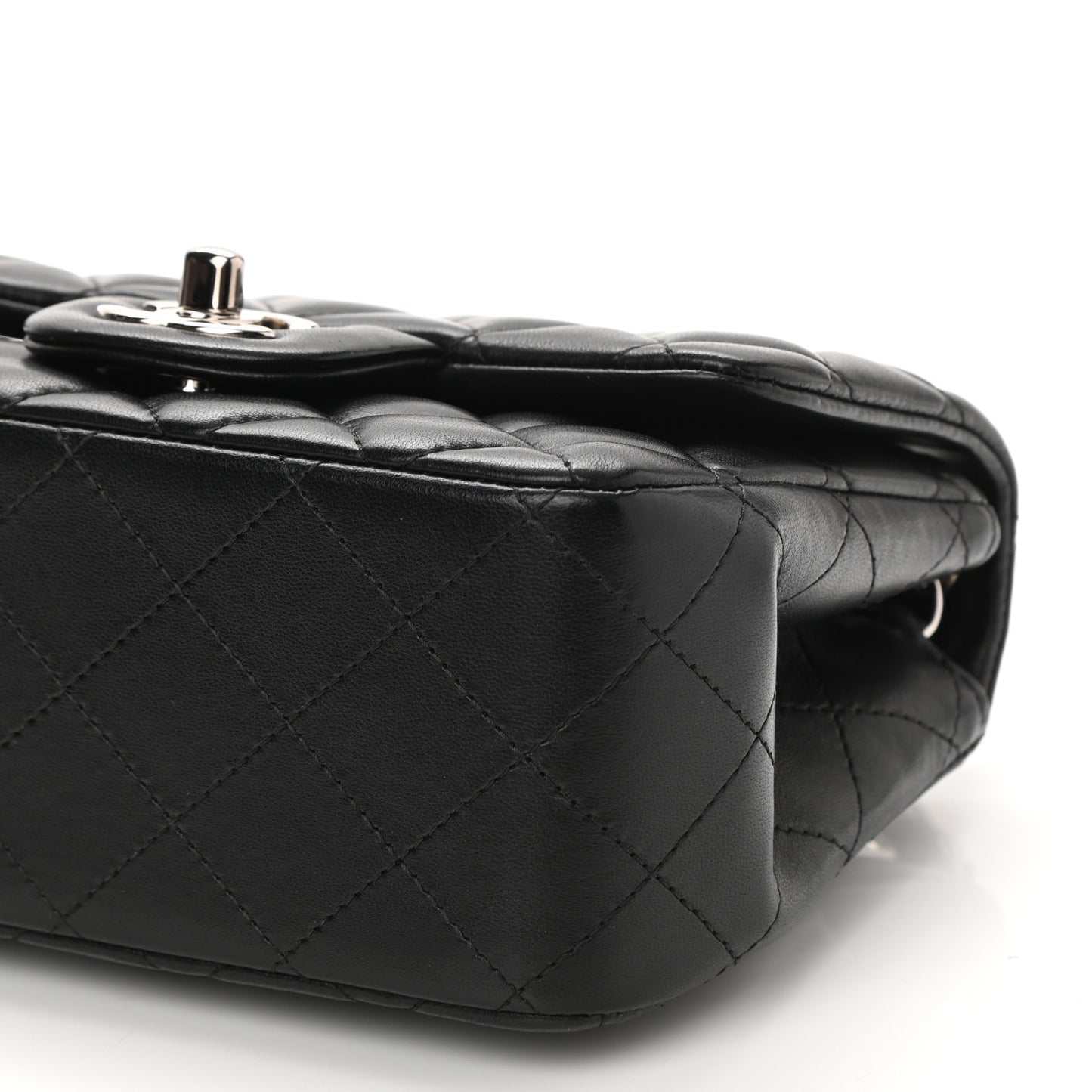 Lambskin Quilted Mini Square Flap Black