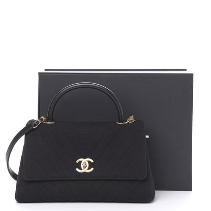 Chanel Jersey Chevron Quilted Small Coco Handle Flap Black 12 of 12