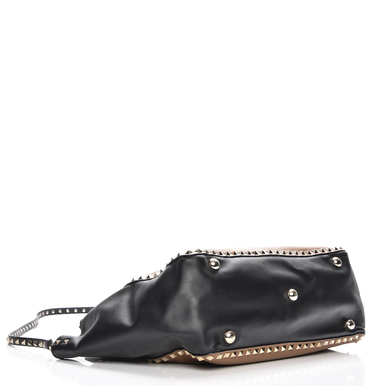 Valentino Garavani Vitello Medium Rockstud Tote Brown Black 5 of 7