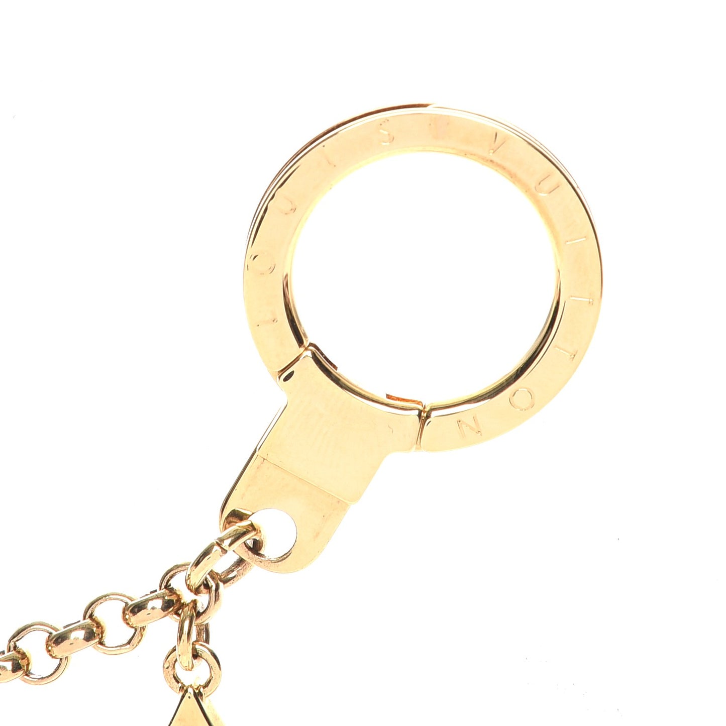 Brass Enamel Fleur De Monogram Bag Charm Chain Gold