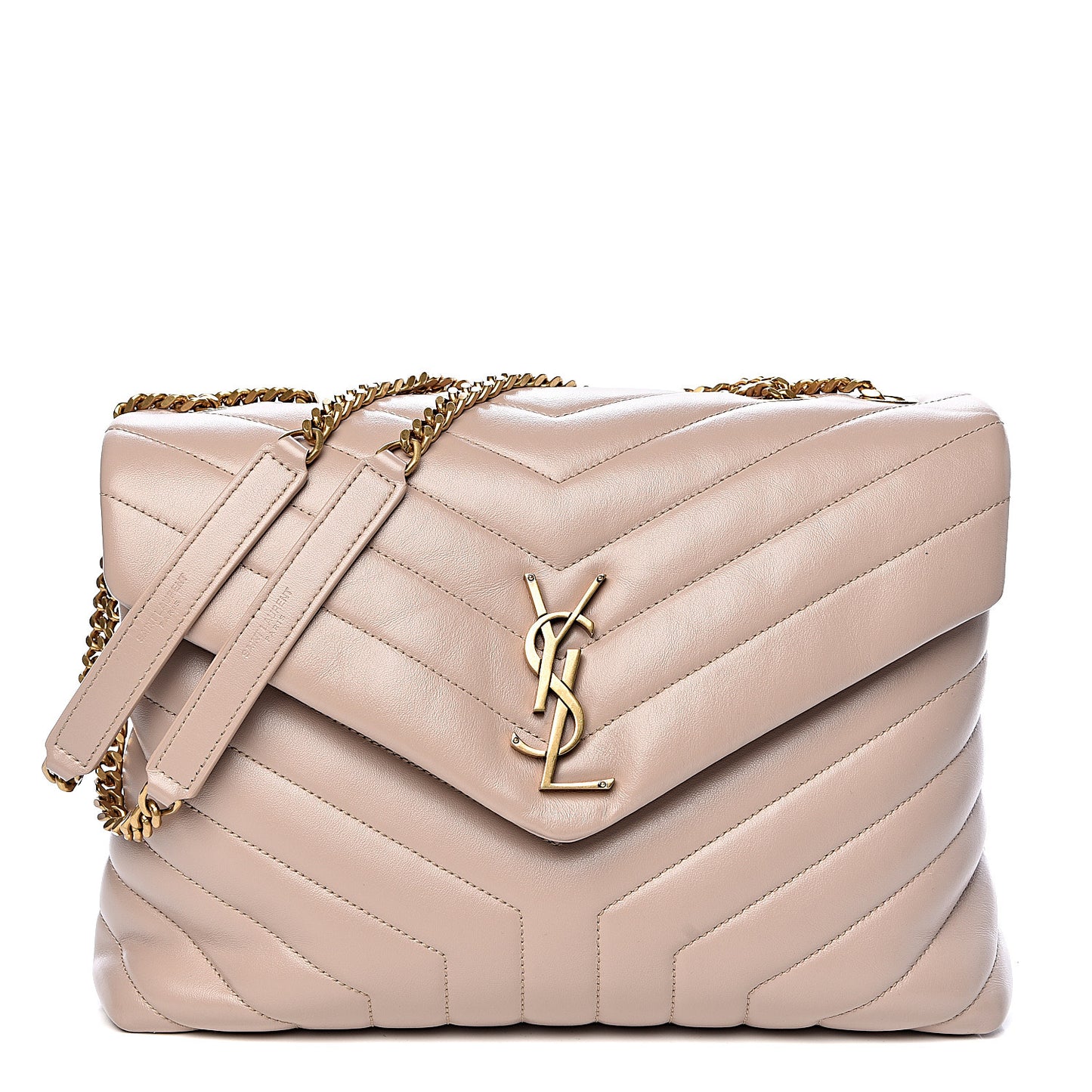 Calfskin Y Quilted Monogram Medium Loulou Chain Satchel Light Natural