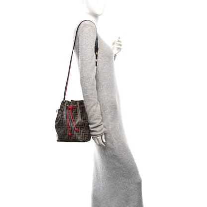 Fendi Vitello Grace F is Fendi Bi-Color FF 1974 Embossed Grande Mon Tresor Bucket Bag Maya Black Fragola 2 of 10