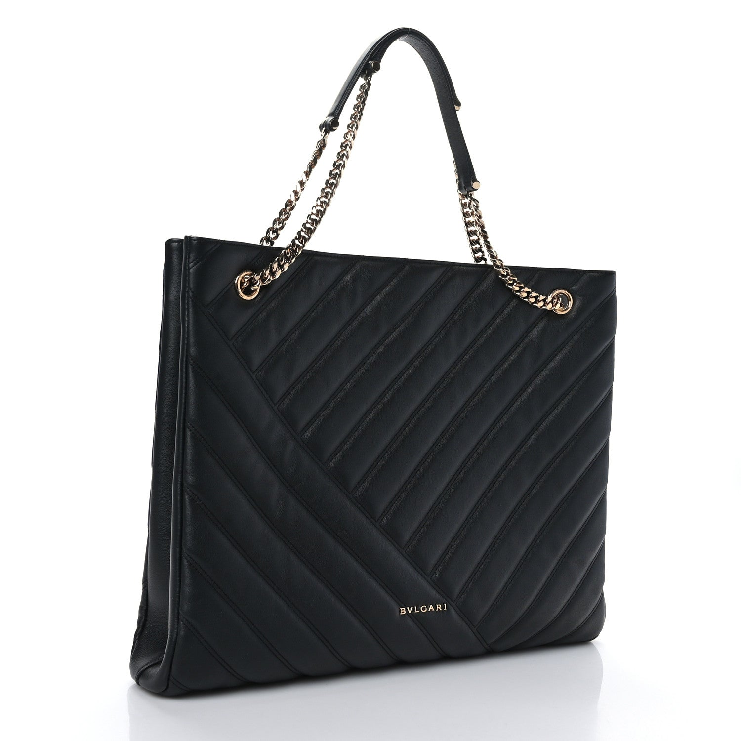 Bulgari Calfskin Matelasse Serpenti Cabochon Tote Bag Black 3 of 8