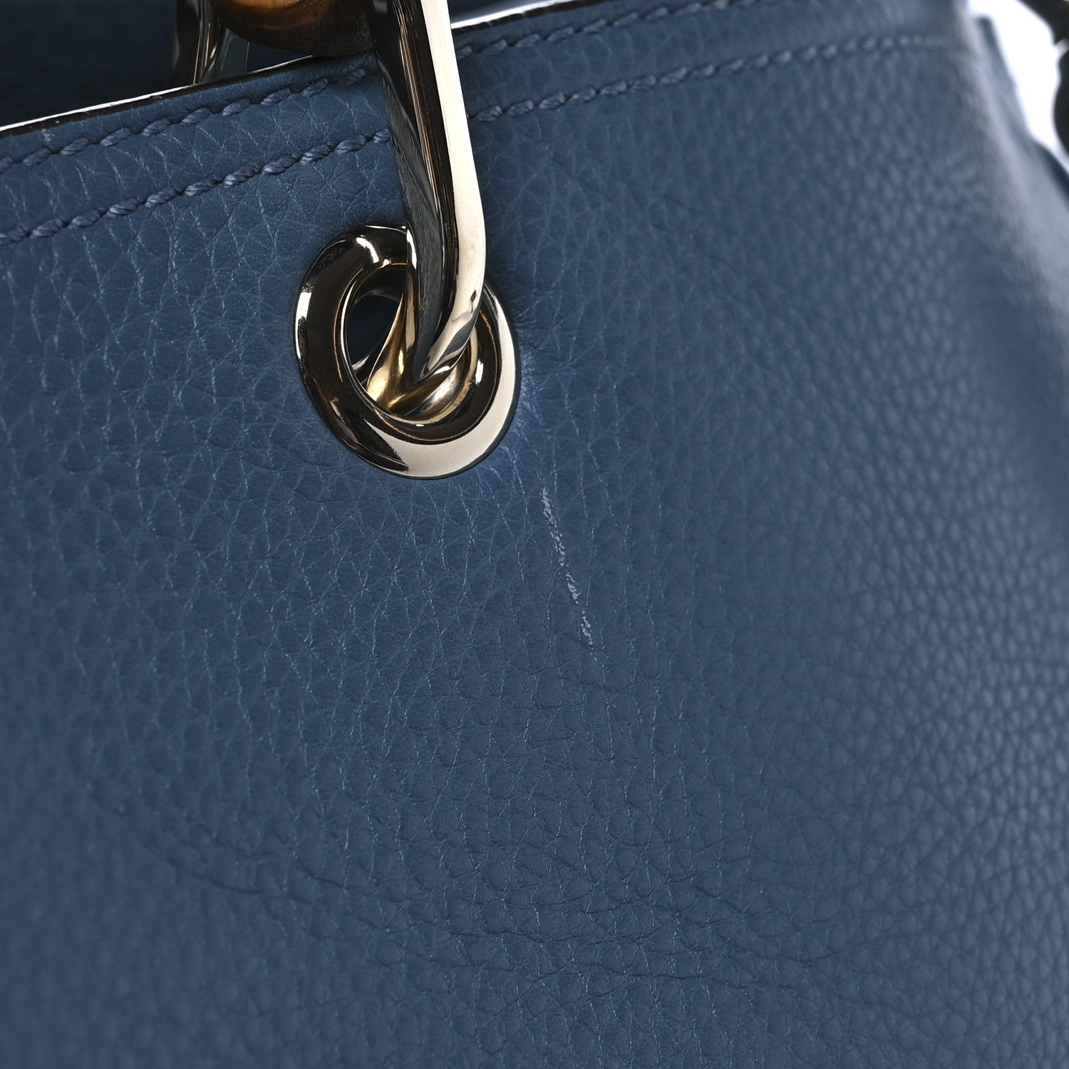 Gucci Pebbled Calfskin Large Bamboo Shopper Tote Light Blue 12 of 12