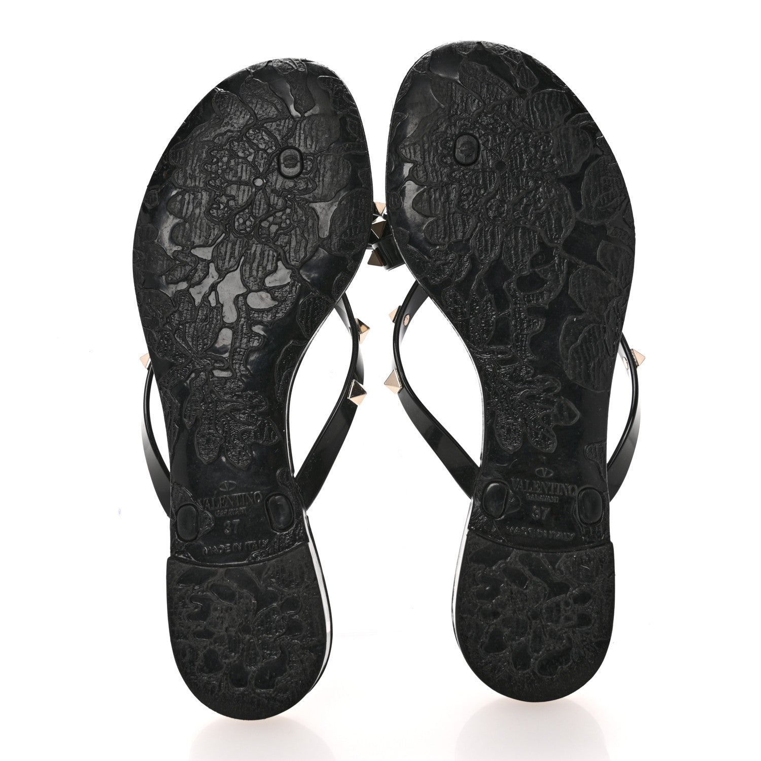 Valentino Garavani PVC Jelly Rockstud Bow Thong Sandals 37 Black 6 of 8