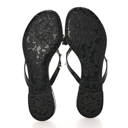 Valentino Garavani PVC Jelly Rockstud Bow Thong Sandals 37 Black 6 of 8