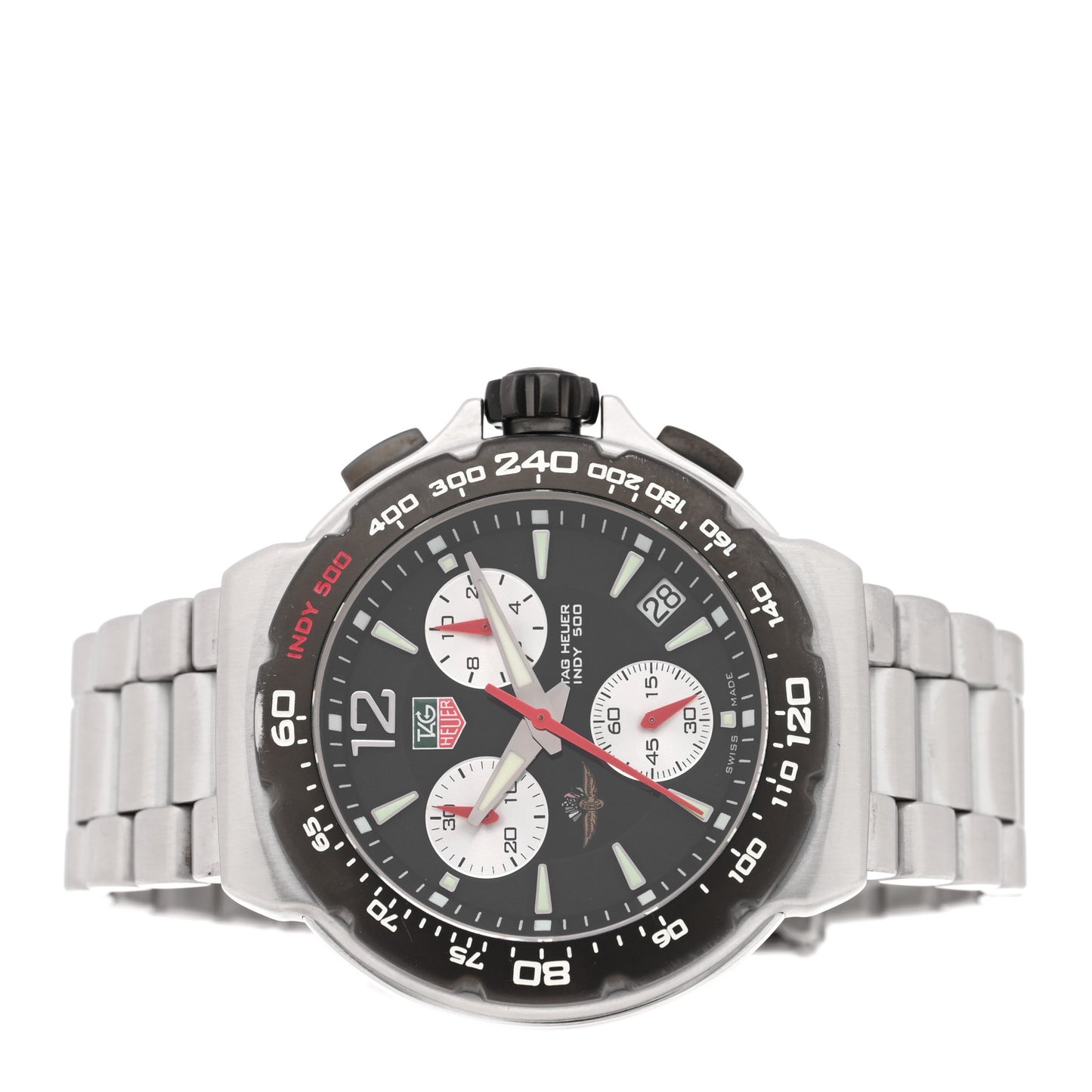 Stainless Steel 41mm Formula 1 Indy 500 Chronograph Quartz Watch Black CAC111A