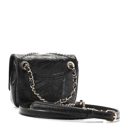 Chanel Crumpled Calfskin Chevron Chain Mini Square Flap Black 3 of 10