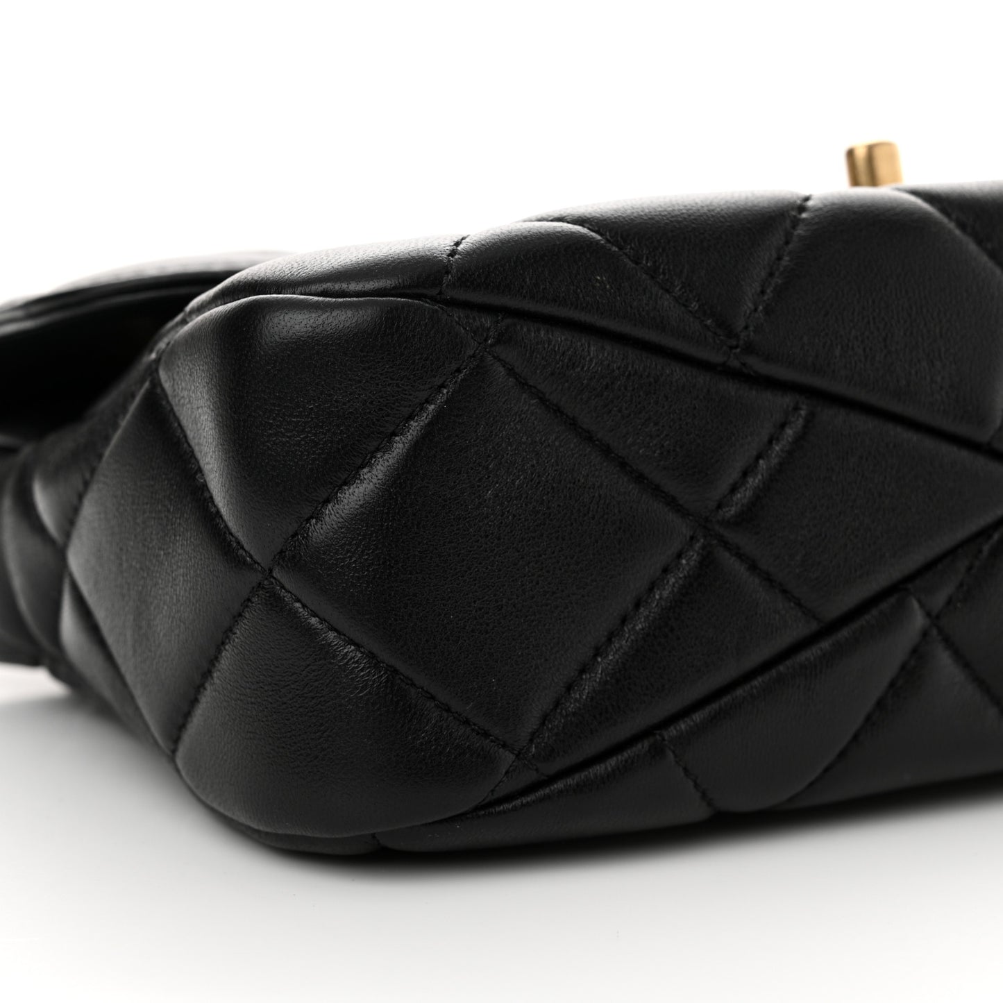 Lambskin Quilted Top Handle Flap Black