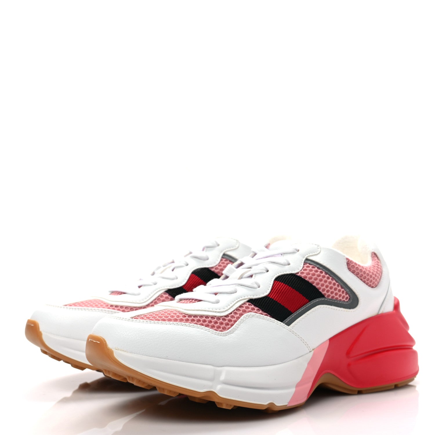 Gucci Lavaredo Eco Fabric Mesh Web Womens Rhyton Reflective Sneakers 38 Great White Water Rose Silver 3 of 9