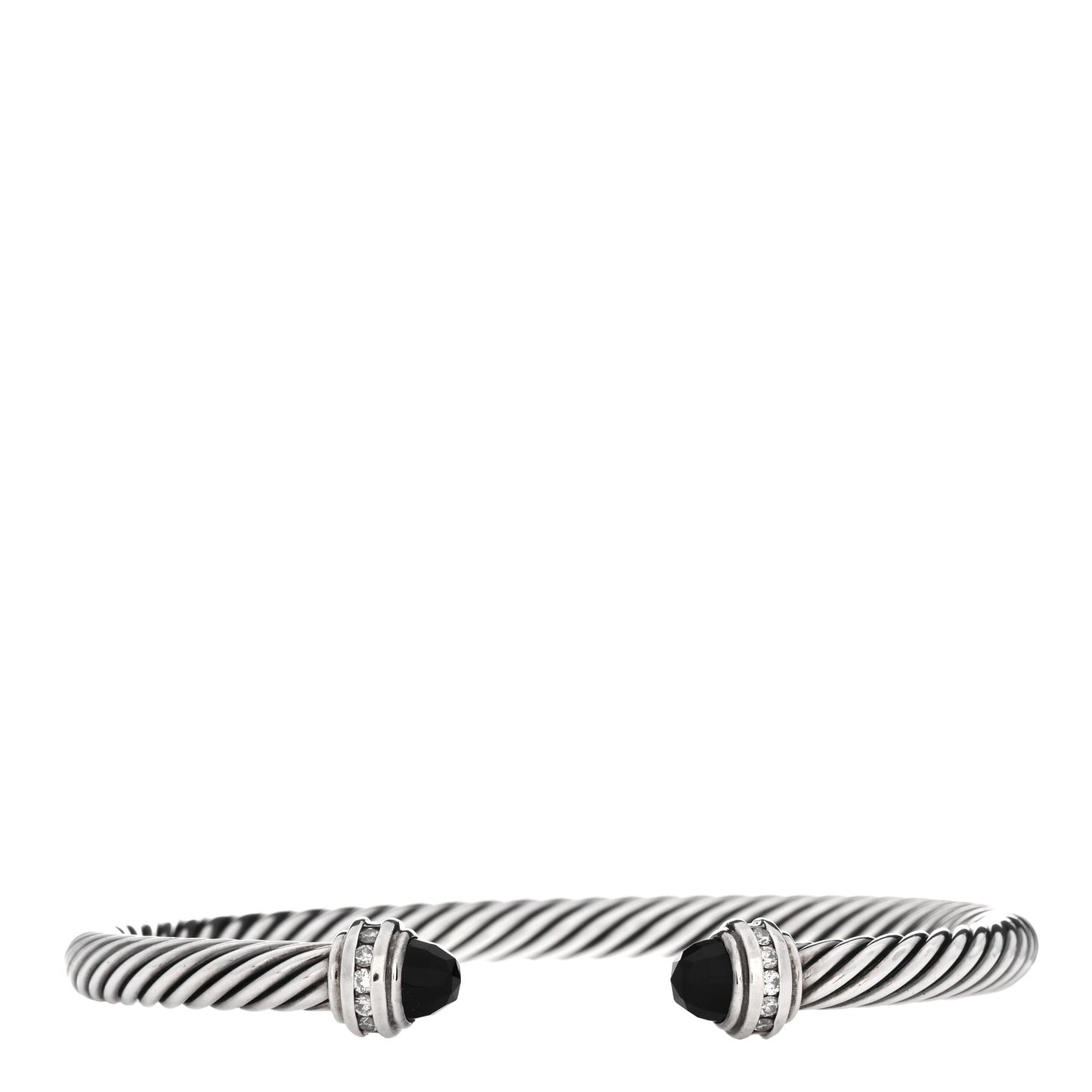 Sterling Silver Diamond Black Onyx 5mm Cable Classics Princess Bracelet