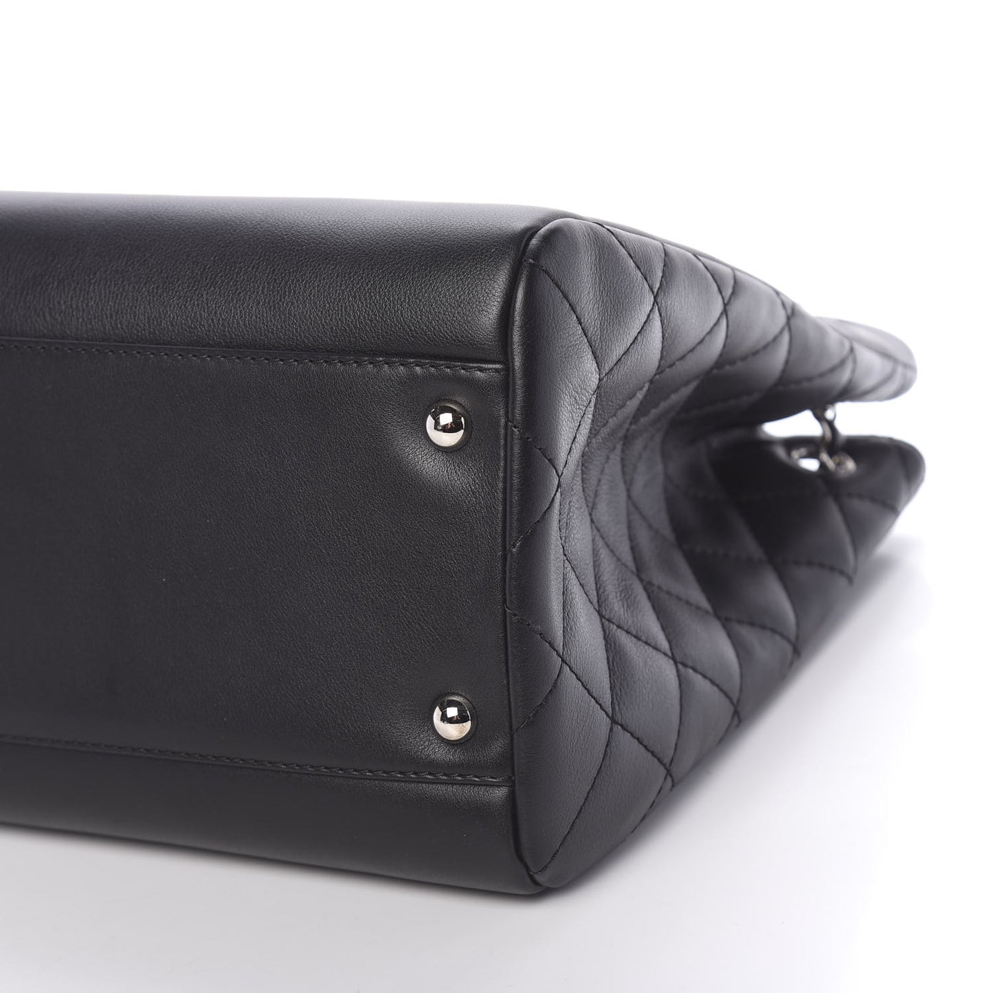 Calfskin Large Woven Chain Shopping Tote Black