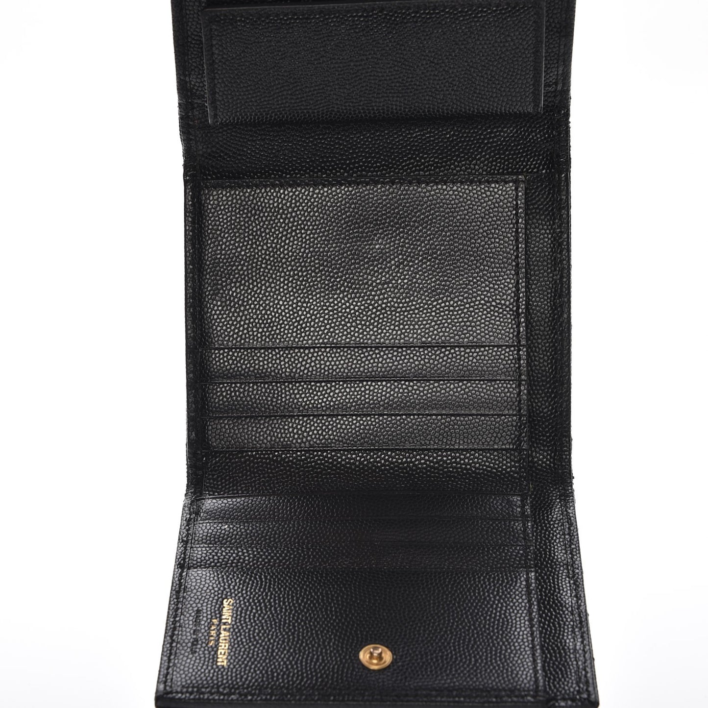 Grain De Poudre Matelasse Chevron Monogram Compact Wallet Black
