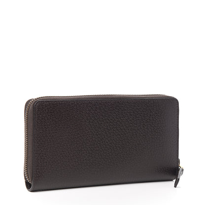 Gucci Dollar Calfskin Boar Effect GG Marmont Zip Around Wallet Dark Cocoa 2 of 6