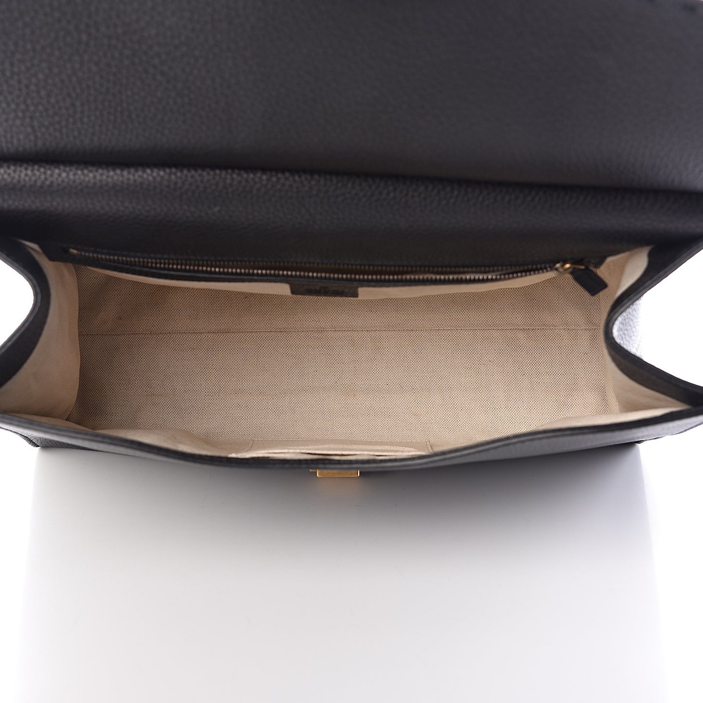 Calfskin Feline Medium GG Marmont Top Handle Bag Black