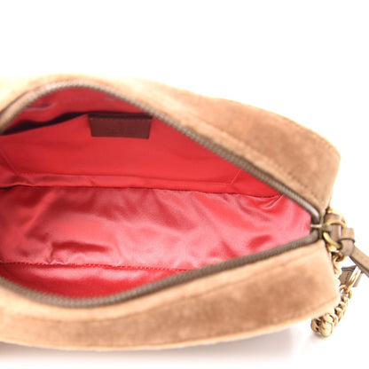 Gucci Velvet Matelasse Small GG Marmont Chain Shoulder Bag Taupe 5 of 11