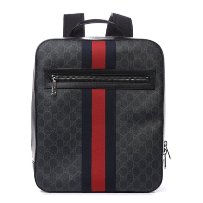 Gucci GG Supreme Monogram Web Tote Backpack Black Grey 1 of 9