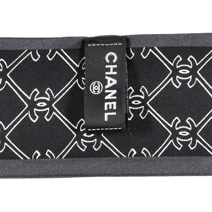 Chanel Silk CC Charms Slim Bandeau Scarf Ecru Black 3 of 3