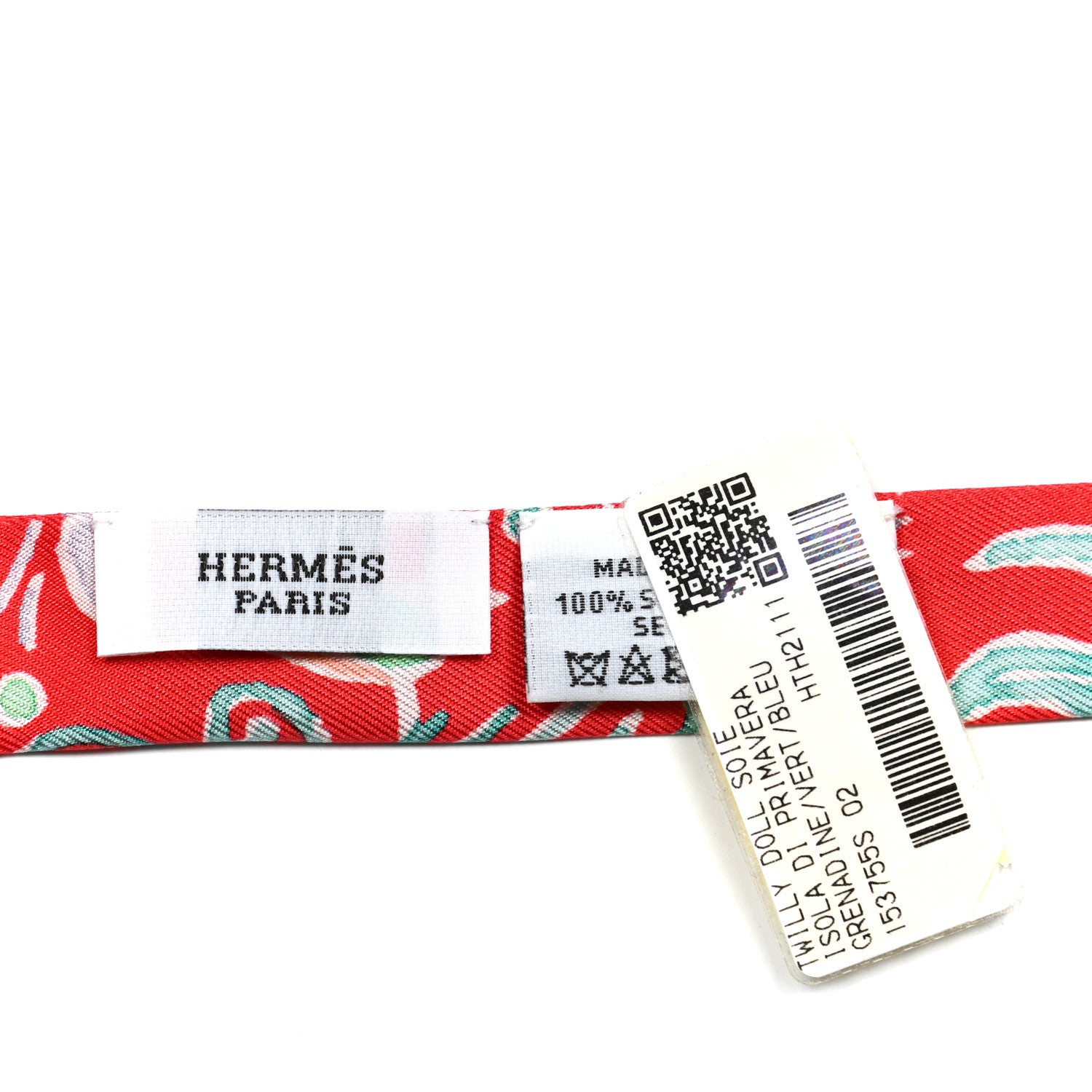 Hermes Silk Isola Di Primavera Doll Twilly Grenadine Vert Bleu 3 of 3