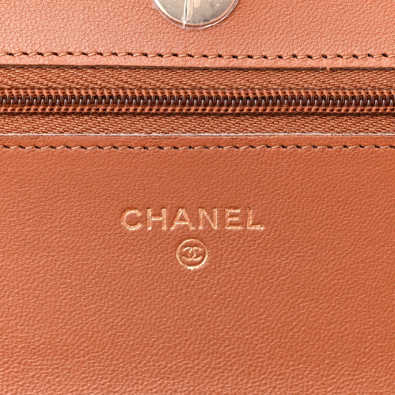 Chanel Lambskin Quilted Wallet On Chain WOC Camel 6 of 12