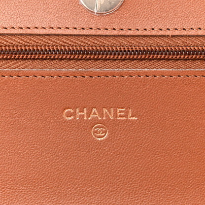 Chanel Lambskin Quilted Wallet On Chain WOC Camel 6 of 12