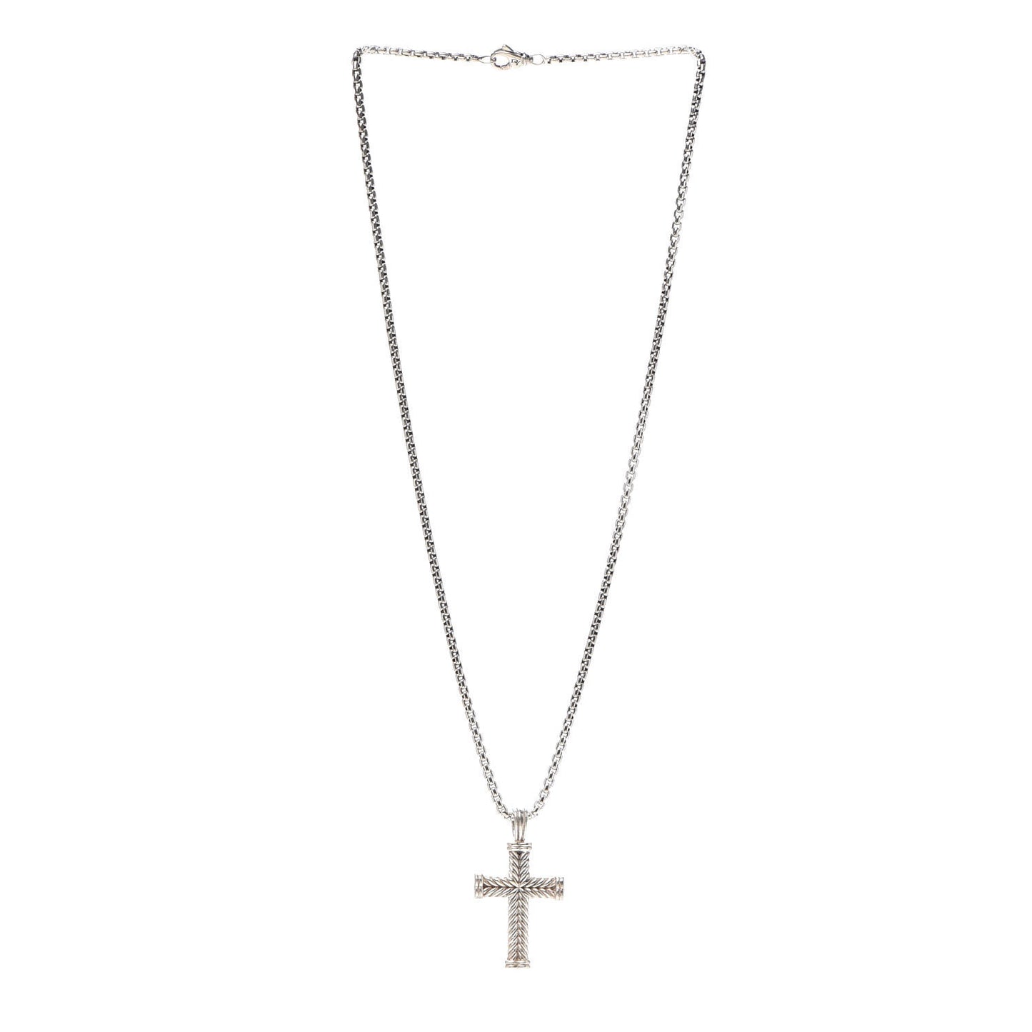 Sterling Silver Chevron Cross Pendant Necklace