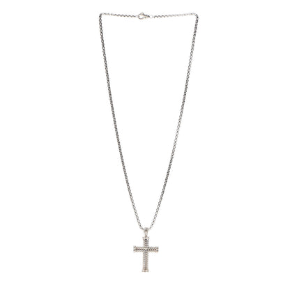 David Yurman Sterling Silver Chevron Cross Pendant Necklace 3 of 5