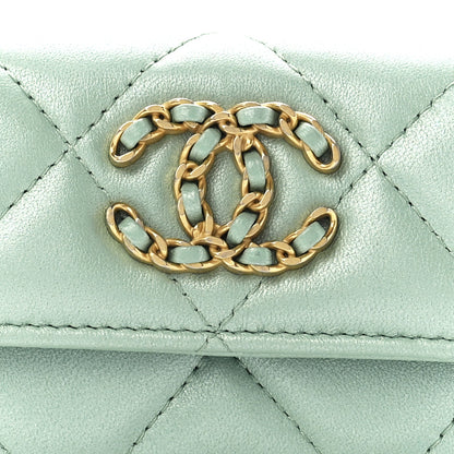 Chanel Lambskin Quilted Chanel 19 Flap Card Holder Light Green 8 of 13