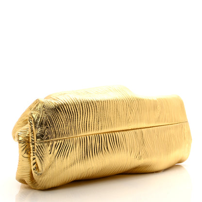 Bottega Veneta Metallic Bark Calfskin Embossed The Pouch Oversized Clutch Oro 4 of 8