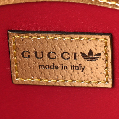 Gucci X ADIDAS Textured Dollar Calfskin Web Trefoil Horsebit 1955 Shoulder Bag King Gold Black 6 of 9