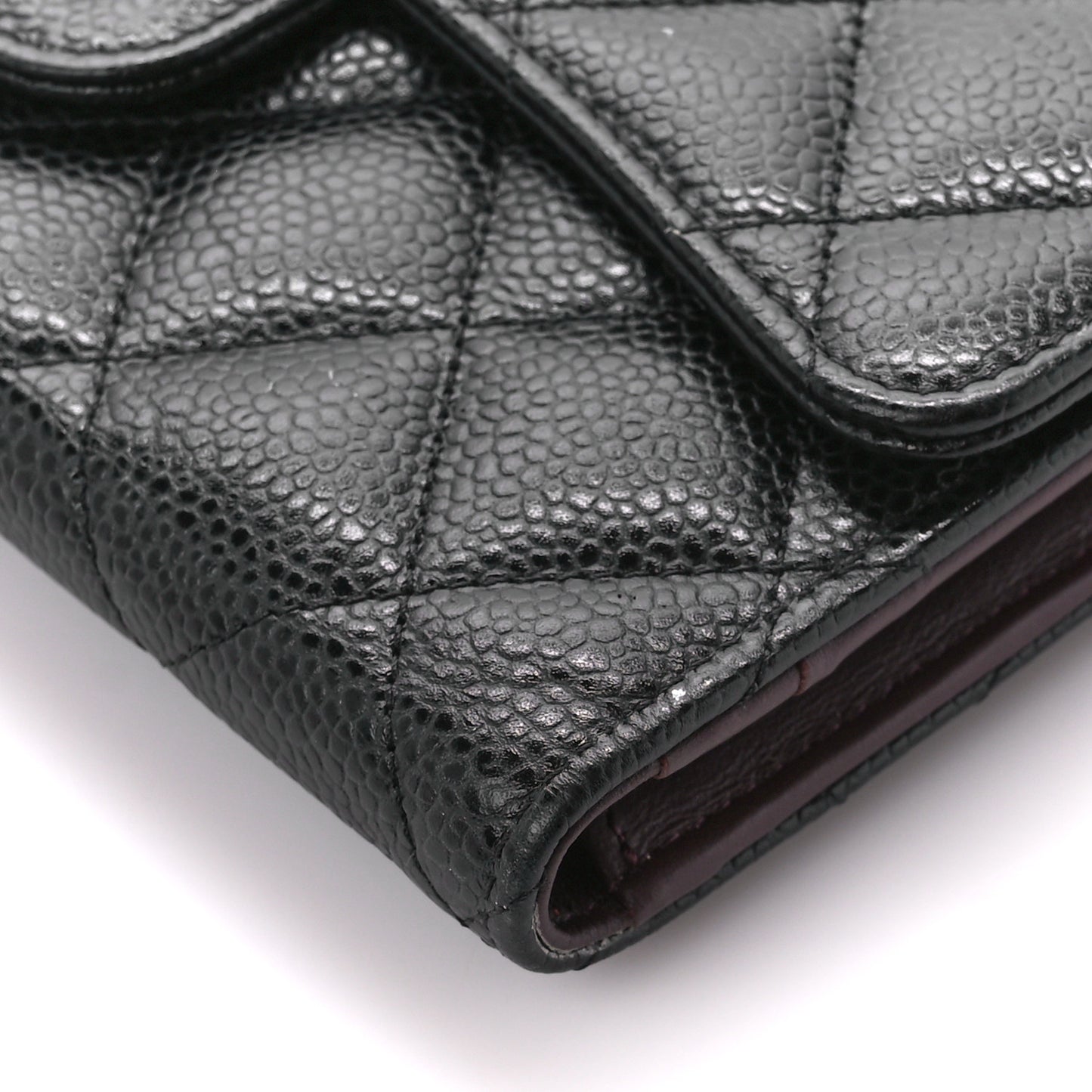 Caviar Quilted Large Flap Wallet Black