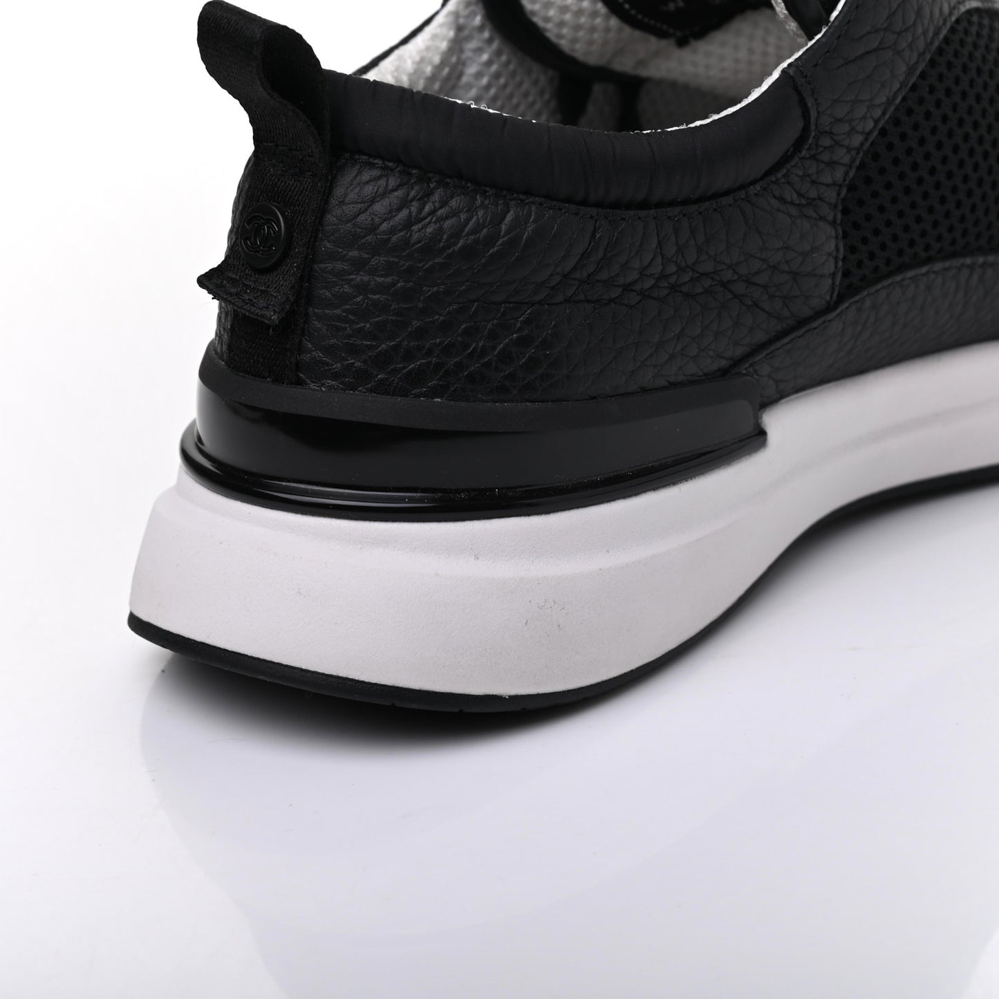 Calfskin Mesh Lycra Suede Womens Logo Sneakers 41.5 Black