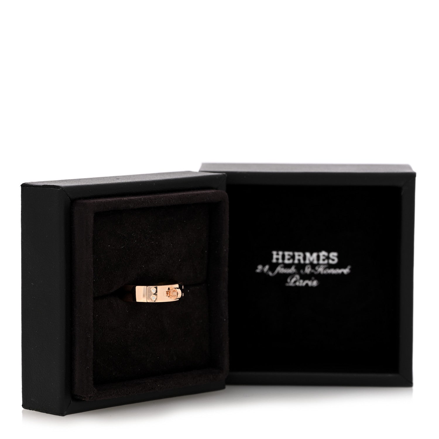 Hermes 18K Rose Gold Diamond PM Kelly Ring 54 7 5 of 5