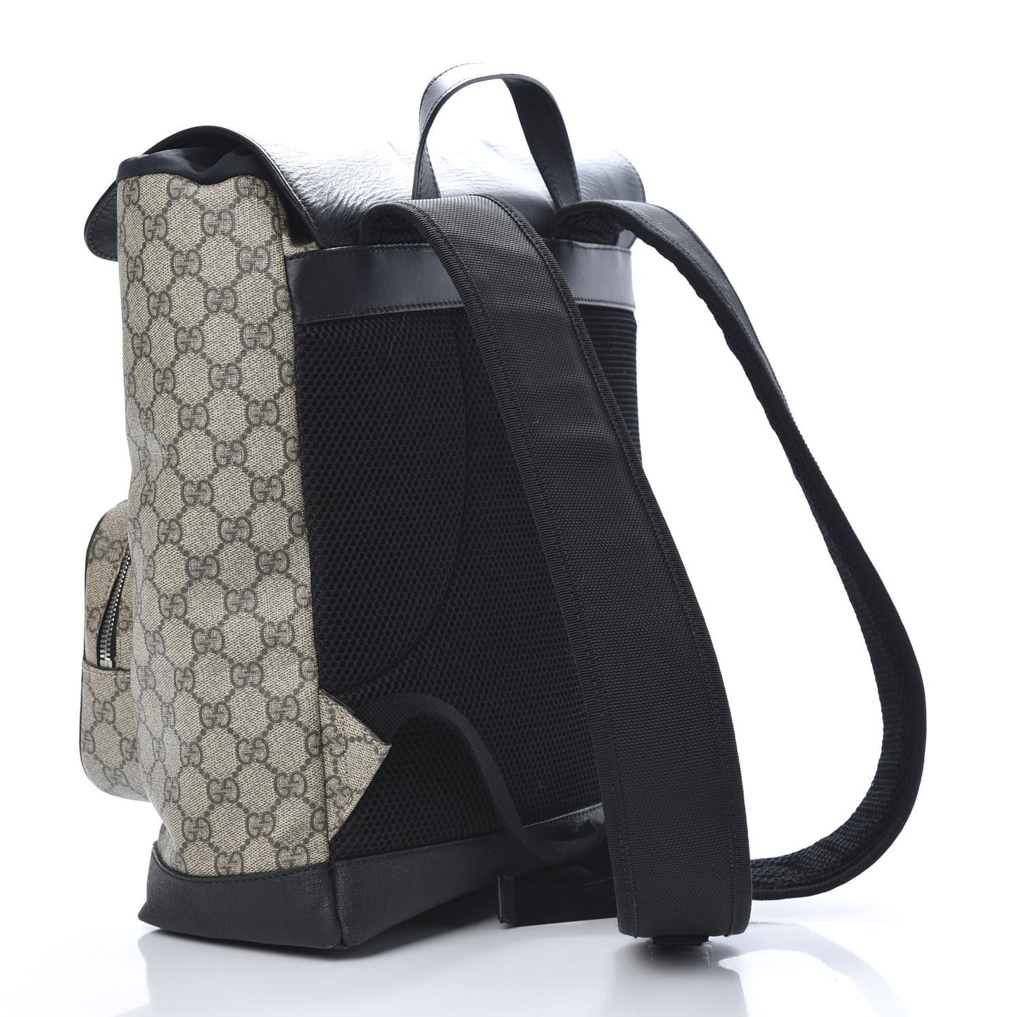 GG Supreme Monogram Single Buckle Backpack Beige Black