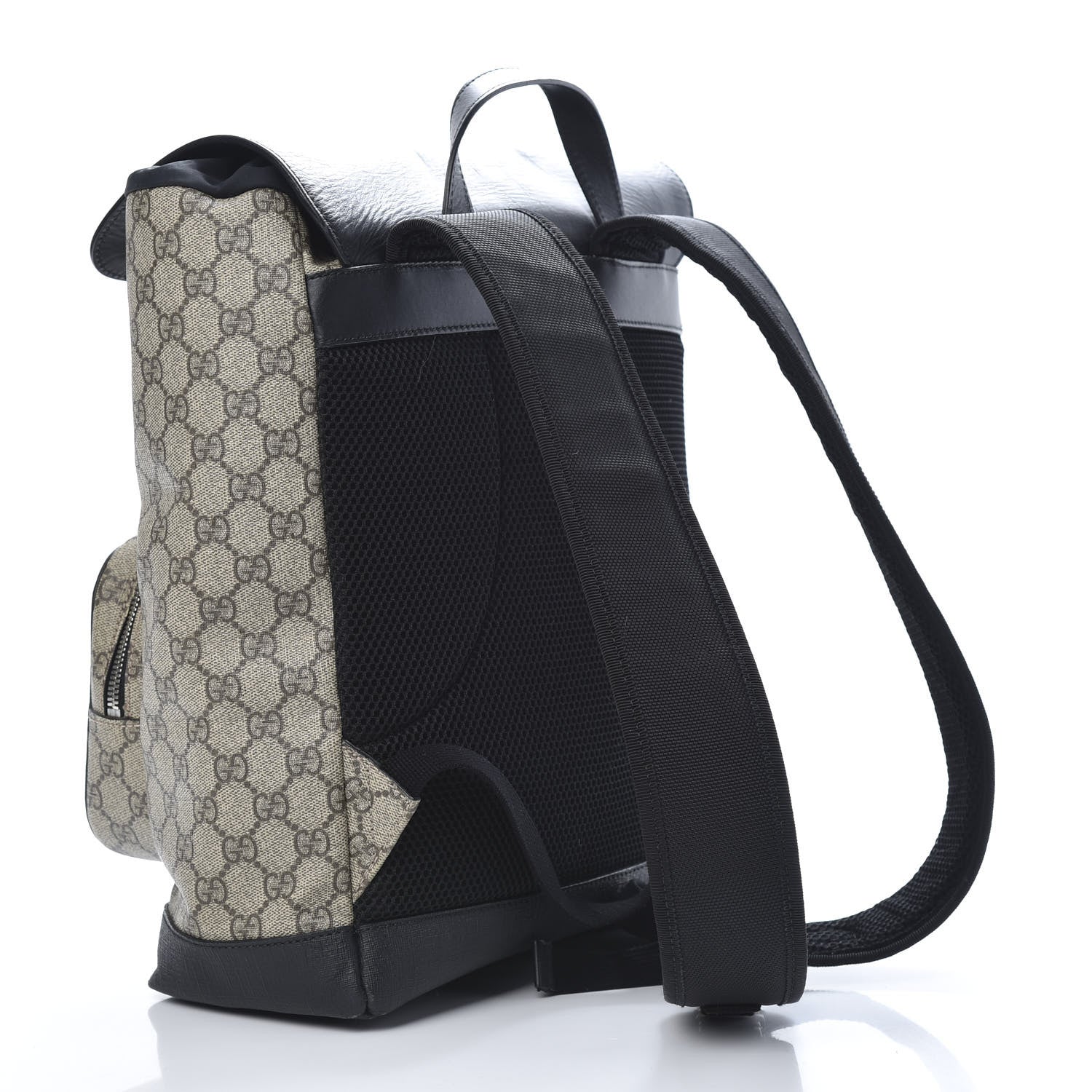 Gucci GG Supreme Monogram Single Buckle Backpack Beige Black 2 of 12
