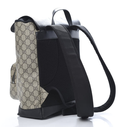 Gucci GG Supreme Monogram Single Buckle Backpack Beige Black 2 of 12