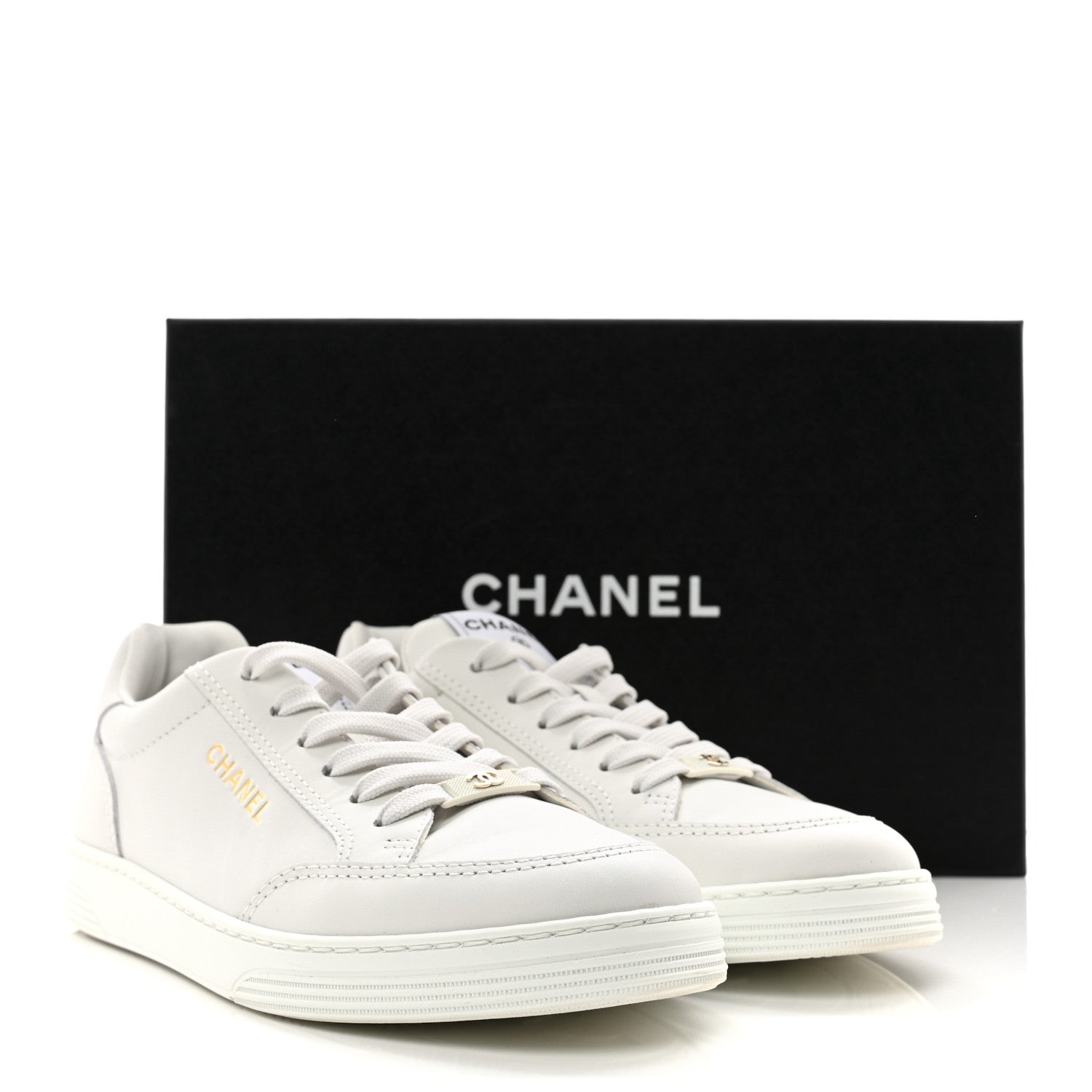 Chanel Calfskin Womens CC Logo Sneakers 39 White 10 of 10