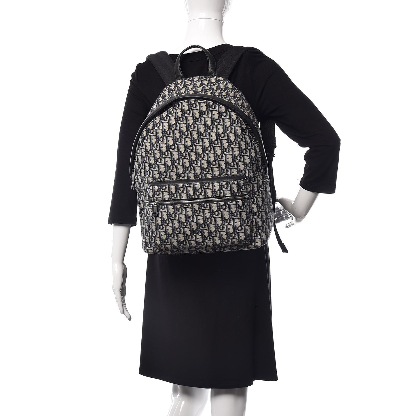 Oblique Calfskin Rider Backpack Beige Black