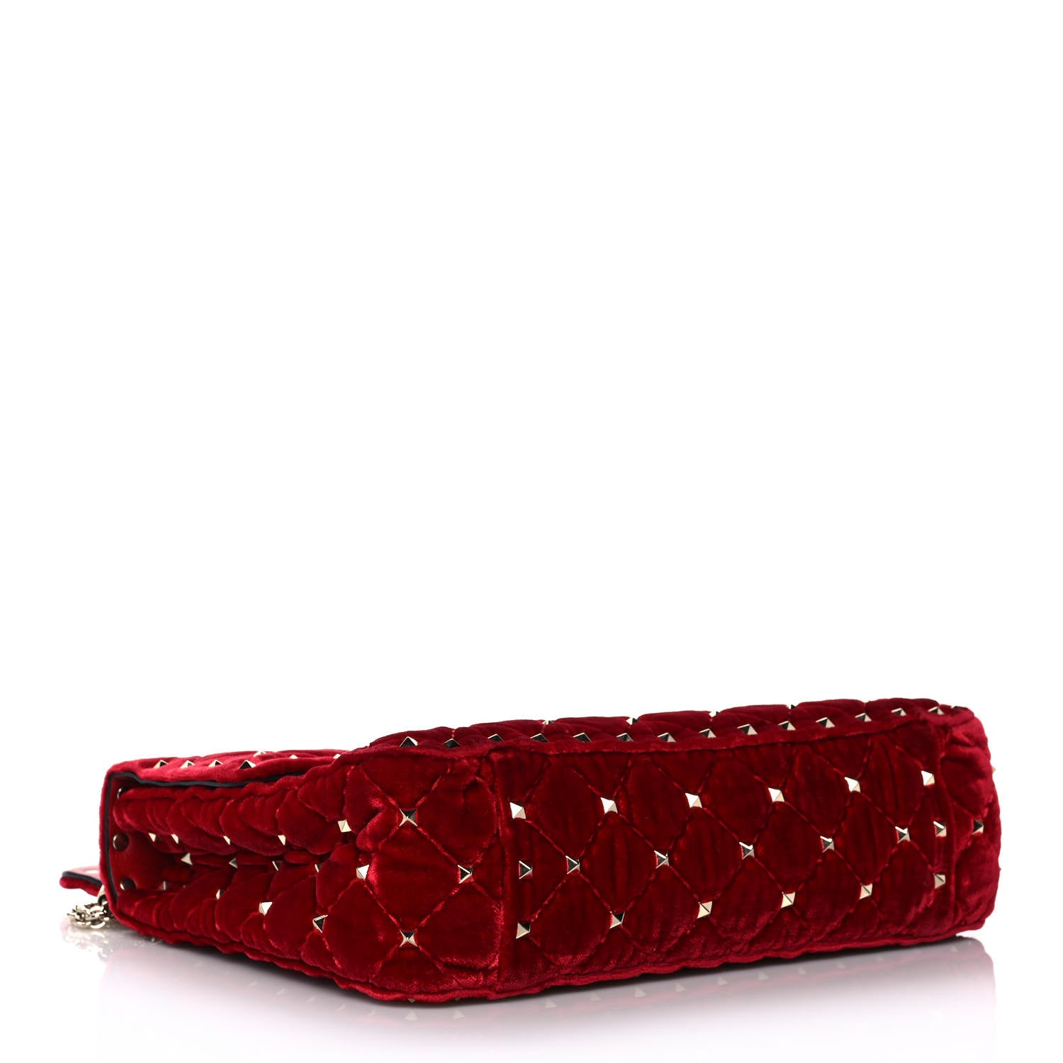 Valentino Garavani Velvet Medium Rockstud Spike Shoulder Bag Rosso Valentino 4 of 11