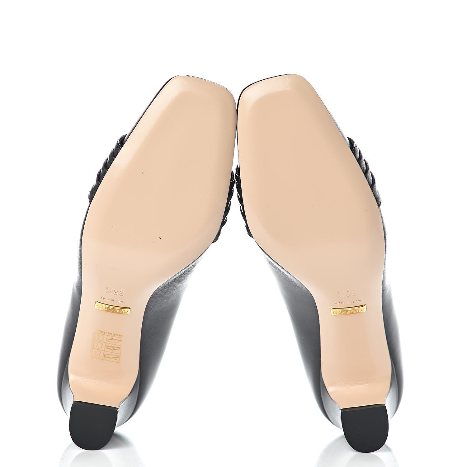 Gucci Malaga Kid Half Moon GG Square Toe Pumps 36.5 Black 5 of 9
