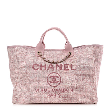 Chanel Lurex Boucle Deauville Medium Tote Pink 1 of 12