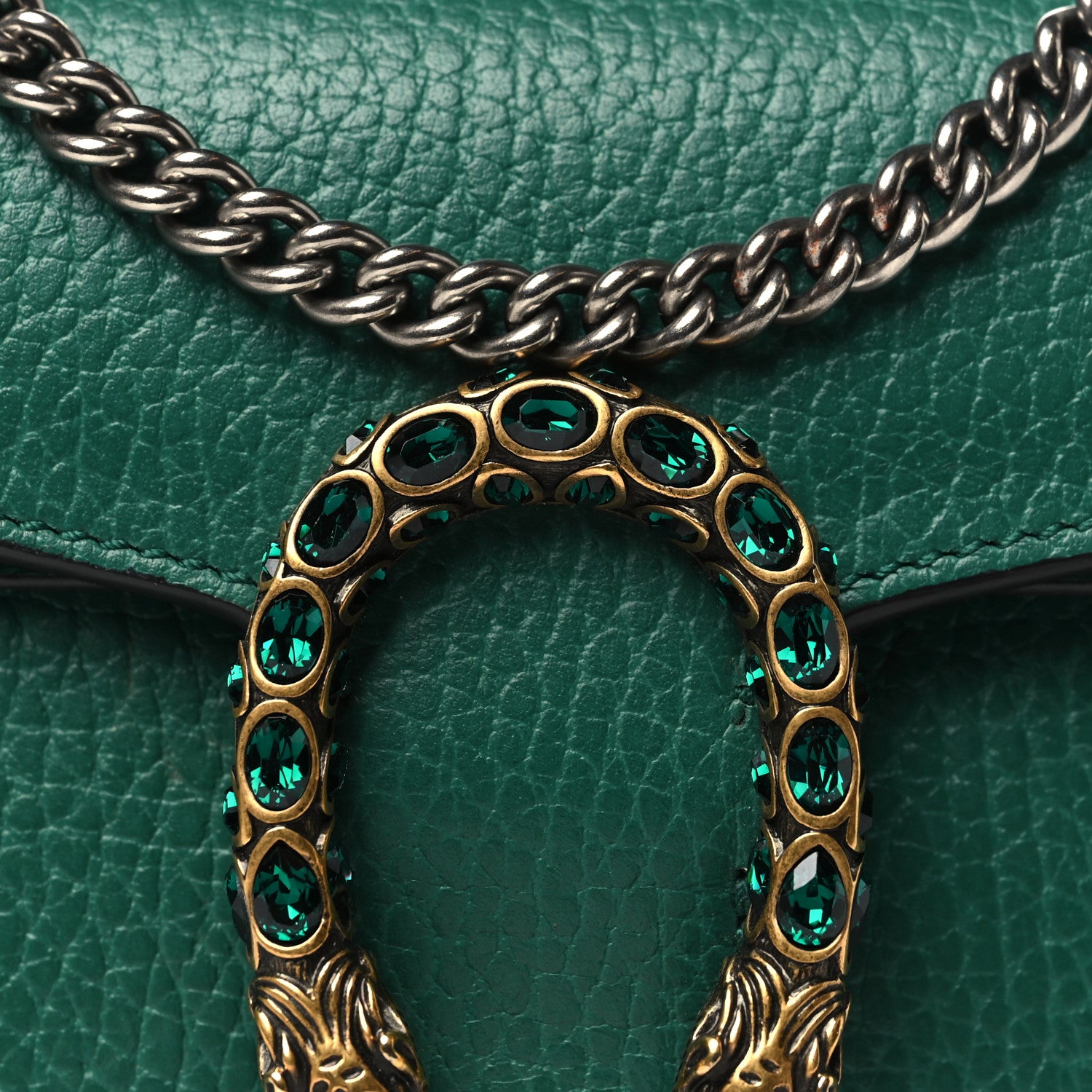 Gucci Dollar Calfskin Crystal Super Mini Dionysus Shoulder Bag Emerald 7 of 9